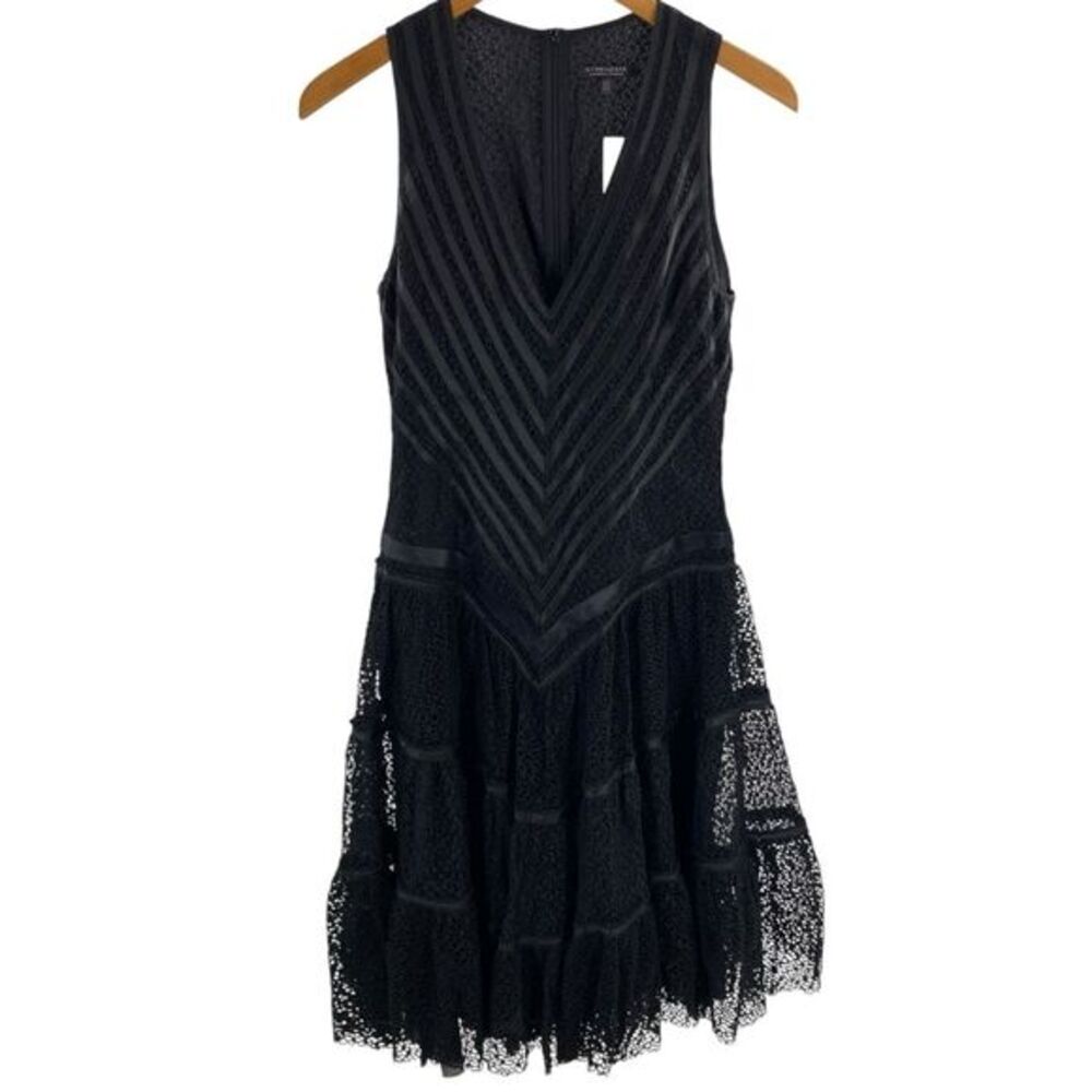 Strenesse Sz 6 Black Layered Lace Dress Steampunk Whimsigoth 100% Silk Victorian
